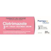 Pharmacy Choice Clotrimazole Thrush Cream 3 Day Treatment 20g S3