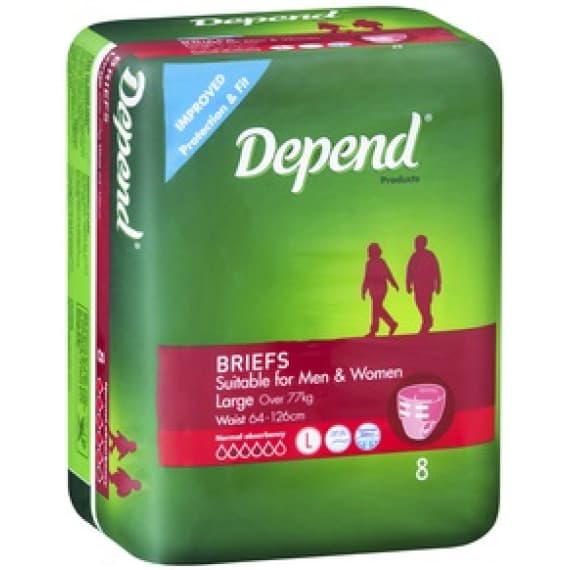 Depend Fitted Briefs For Men & Women Large 8 Pack
