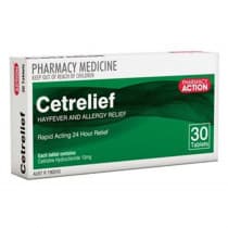 Pharmacy Action Cetrelief 10mg 30 Tablets