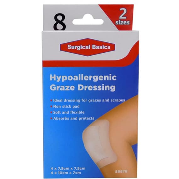Buy Surgical Basics Graze Dressing 7.5 x 7.5 And 10 x 7cm 8 Pack Online Chemist Australia