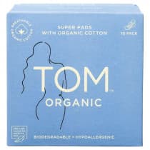 TOM Organic Ultra Thin Pads Overnight Wings 10 Pack