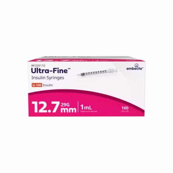 Buy Embecta Ultra Fine Insulin Syringes 1.0ml 29g X 12.7mm Single or Box 100 Ref 326719 Online Chemist Australia