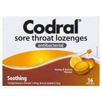 Codral Sore Throat Lozenges Honey & Lemon 16 Lozenges