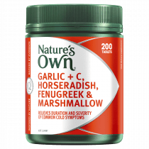 Natures Own Garlic + C Horseradish Fenugreek & Marshmallow 200 Tablets