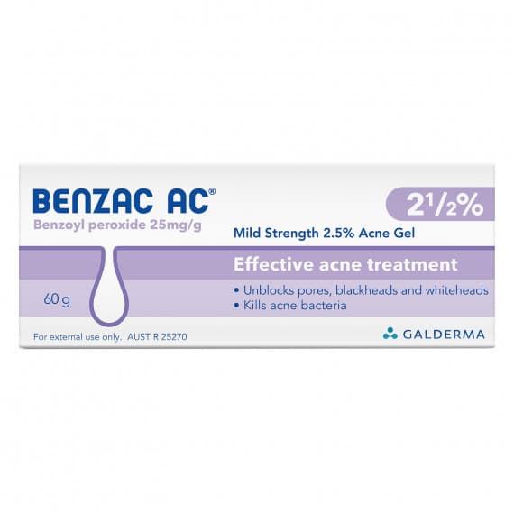 Buy Benzac AC Acne Gel 2.5 Percent 60g Online Chemist Australia