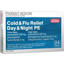 Pharmacy Action Cold & Flu Relief Day & Night PE 24 Tablets