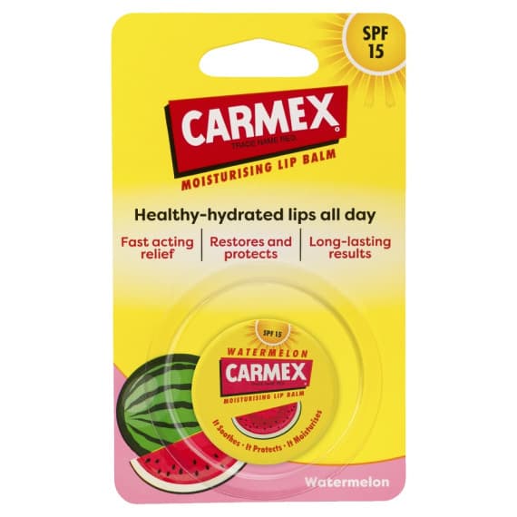 Carmex Moisturizing Lip Balm Watermelon Jar 7.5g - Hydrating Lip Care | Chemist Australia