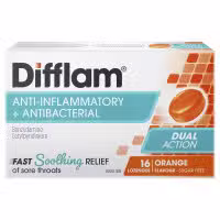 Difflam Sore Throat Lozenges Orange Flavour 16 Lozenges