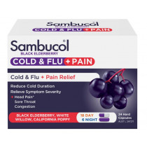 Sambucol Black Elderberry Cold & Flu + Pain 24 Capsules
