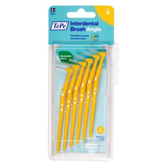 TePe Interdental Brush Yellow 0.7mm Size 4 6 Pack for precise cleaning at Chemist Australia