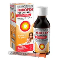Nurofen For Children 3 Months To 5 Years Pain and Fever Relief 100mg/5mL Ibuprofen Strawberry 200ml