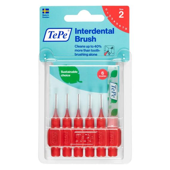 TePe Interdental Brush Red 0.5mm Size 2 Pack of 6 for effective cleaning at Chemist Australia