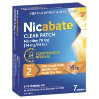 Nicabate Clear Patch Stop Smoking Transdermal drug delivery system Nicotine 14mg 7 Pack