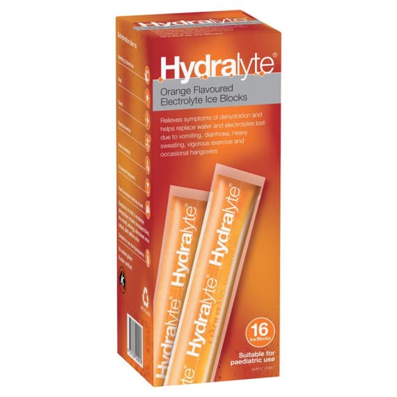 Hydralyte Orange Ice Blocks 16 Pack for Hydration | Chemist Australia