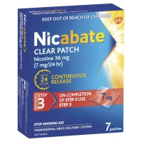 Nicabate Clear Patch Stop Smoking Transdermal drug delivery system Nicotine 7mg 7 Pack