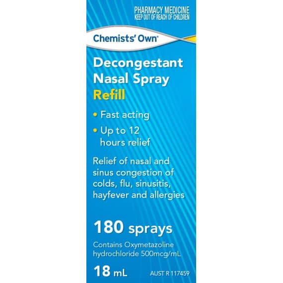 Buy Chemists Own Decongestant Nasal Spray Refill 18ml Online