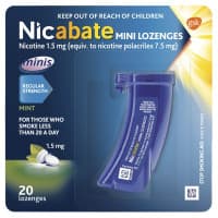 Nicabate Mini Lozenge Quit Smoking Nicotine 1.5mg Regular Strength Mint 20 Pack
