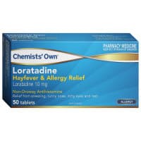 Chemists Own Loratadine Hayfever and Allergy Relief 10mg 50 Tablets