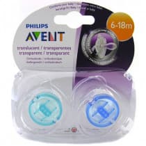 Avent Classic Translucent Soother 6-18m+ 2 Pack (Colour May Vary)