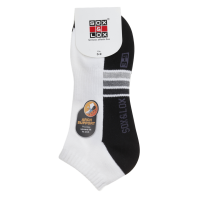 Sox & Lox Ladies Sports Cushioned Anklet (Arch Support) Socks White/Black (Size 3 - 9)