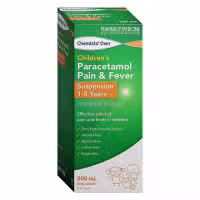 Chemists Own Children Paracetamol 1 to 5 Years Suspension 200ml