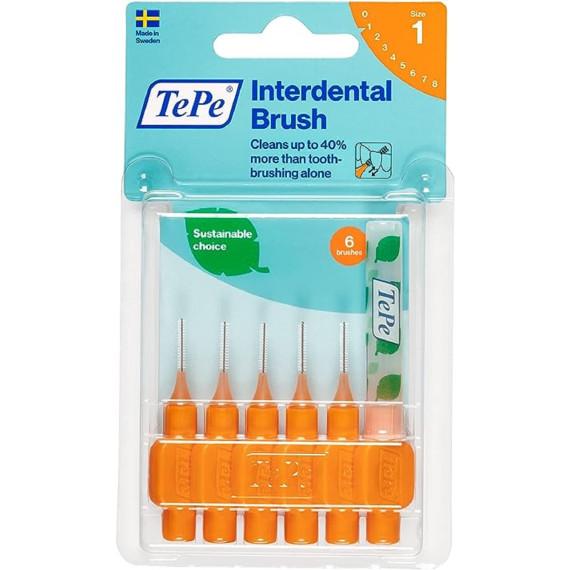 TePe Interdental Brush Orange 0.45mm Size 1 Pack of 6 for precise cleaning at Chemist Australia