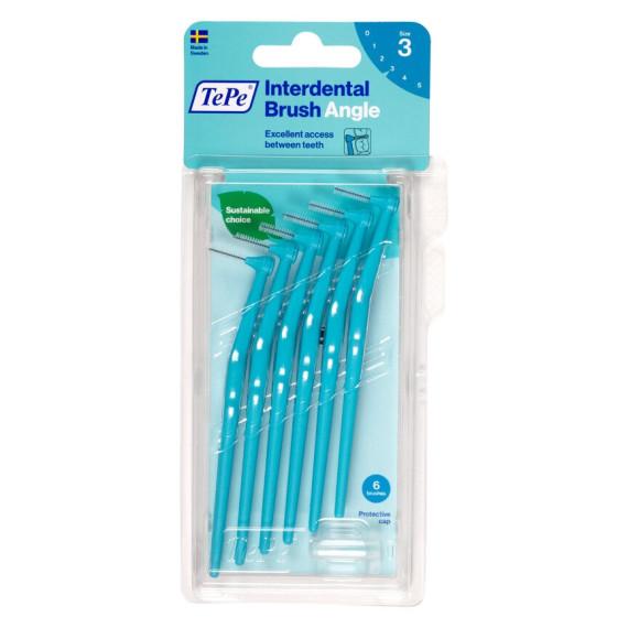TePe Angle Interdental Brush Blue 0.6mm 6 Pack for effective plaque removal at Chemist Australia