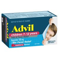 Advil Childrens Pain And Fever Relief Chewable 7 to 12 Years Raspberry 20 Tablets