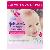 Johnsons Baby Skincare Wipes Lightly Fragranced 240 Wipes (3 x 80)