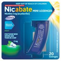 Nicabate Mini Lozenge Quit Smoking Nicotine 2 mg Regular Strength Mint 20 Pack