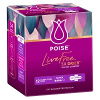Poise LiveFree Super Pads with Wings 12 Pack