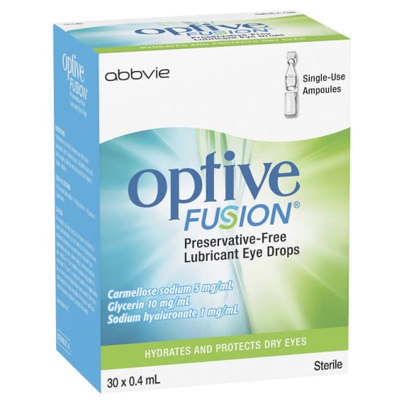 Optive Fusion Lubricant Eye Drops 30 x 0.4ml for dry eyes | Chemist Australia