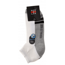 Sox & Lox Mens Sports Cushioned Anklet (Ventilation Panel) Socks White/Cool Grey/ Black (Size 7 - 11)