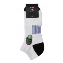 Sox & Lox Mens Sports Cushioned Low Cut (Arch Support and Ventilation Panel) Socks White/Black/Blue (Size 7 - 11)
