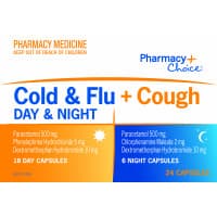Pharmacy Choice Cold And Flu Plus Cough Day And Night 24 Capsules